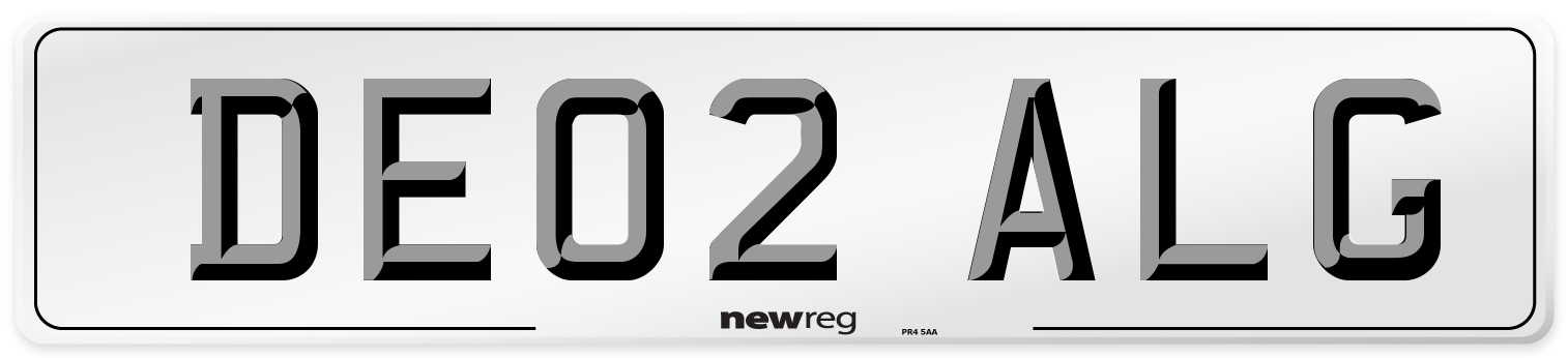 DE02 ALG Number Plate from New Reg